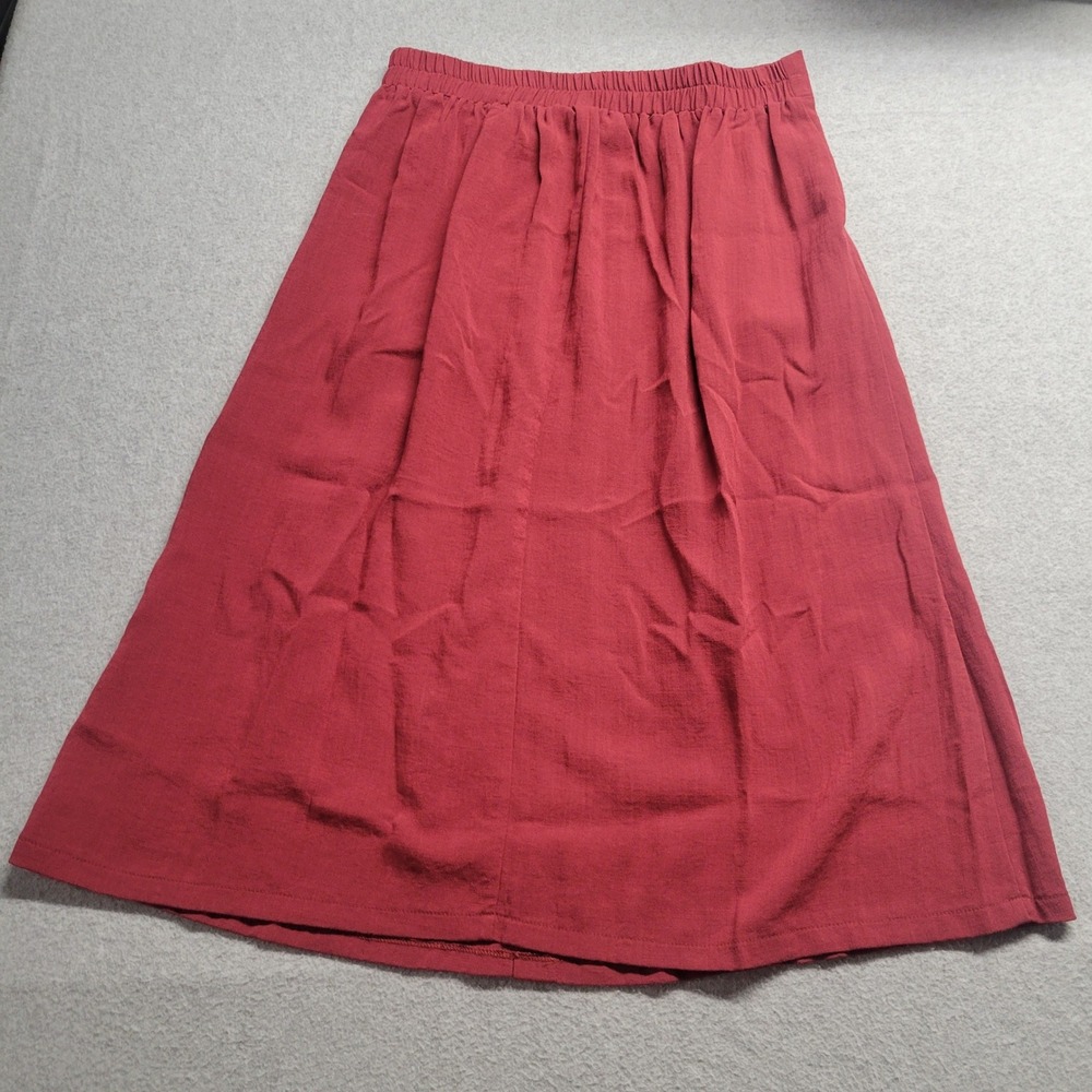 Halara‎ Burgundy Button Front A Line Midi Skirt with Pockets Wine Red Medium - Picture 10 of 11